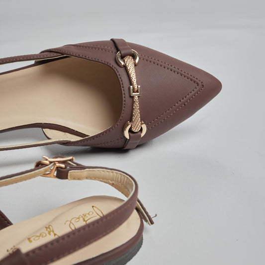 Pointed Buckled Mule - Choco Brown