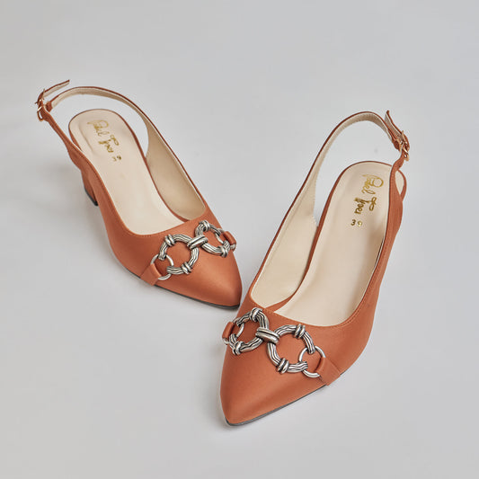 Antique Buckled Sling Back - Brown