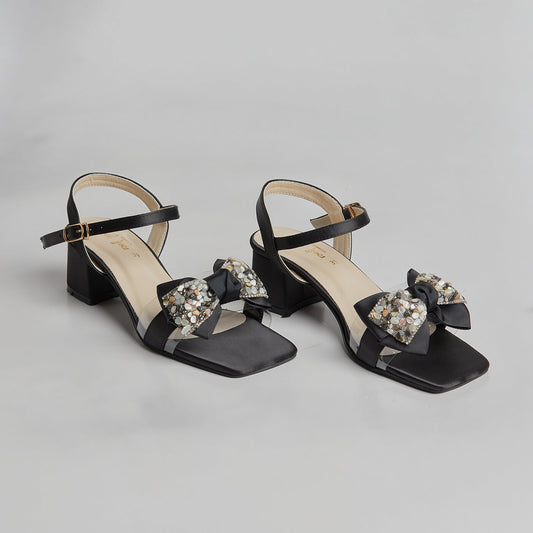 Seashells Block Heel - Black