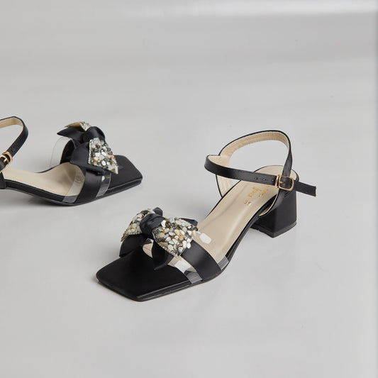 Seashells Block Heel - Black