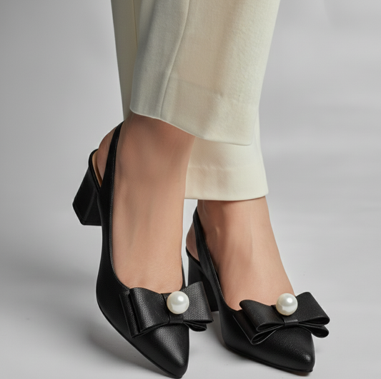 Akoya Pearl Sling Back - Black