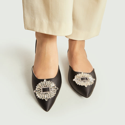 Crystal Rose Mule - Black