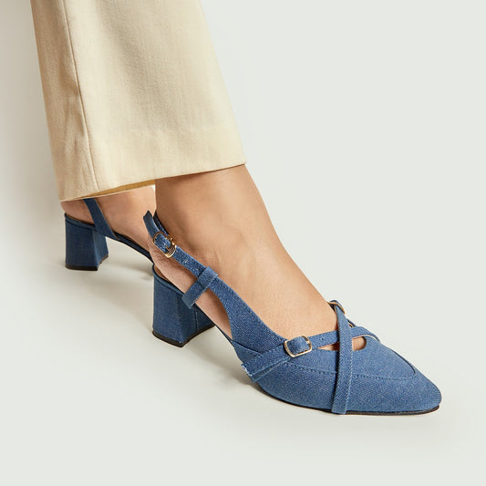 Denim Stripes Court Shoes