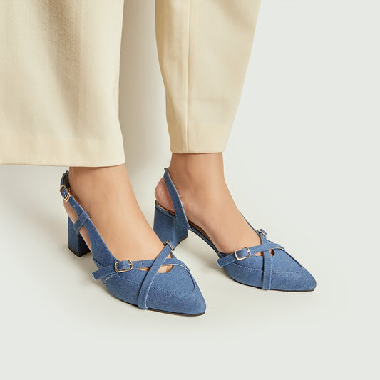 Denim Stripes Court Shoes