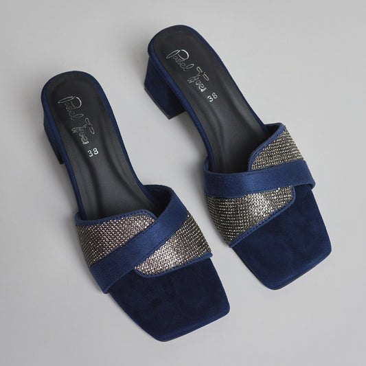 Diva Glam Block Heel - Navy