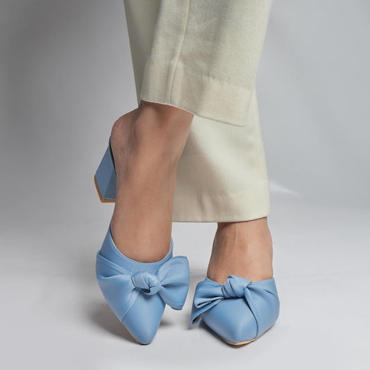Double Bowknot Mule - Blue