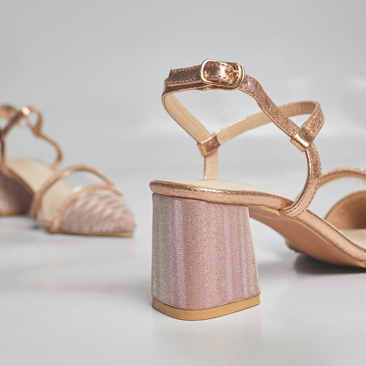 Elisa Block Heel- Rose Gold