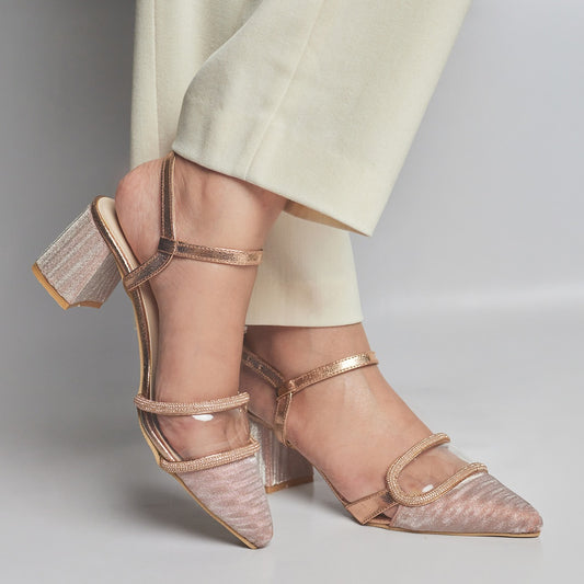 Elisa Block Heel- Rose Gold