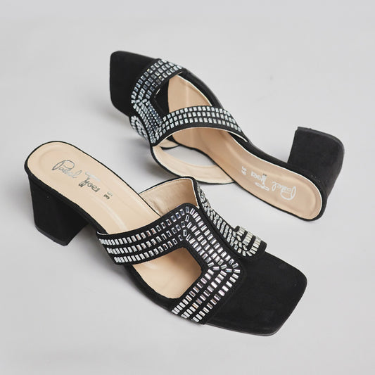 Galaxy Stones Block Heel - Black