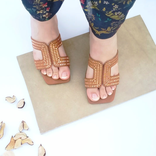 Galaxy Stones Block Heel - Brown