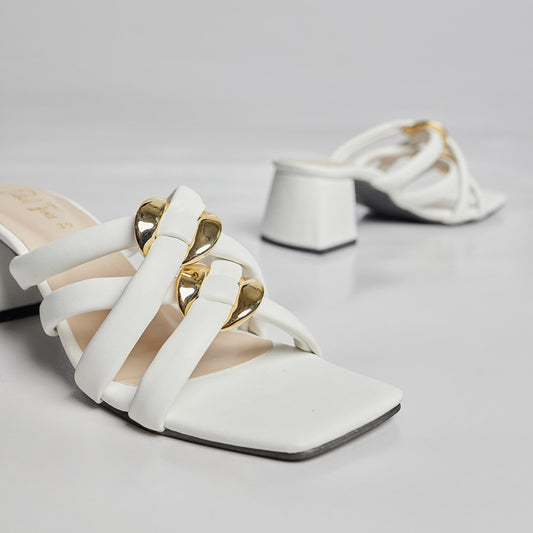 Gemini Block Heel - White