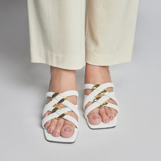 Gemini Block Heel - White