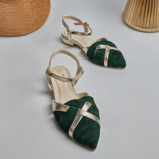 Gold Struck Mules - Green