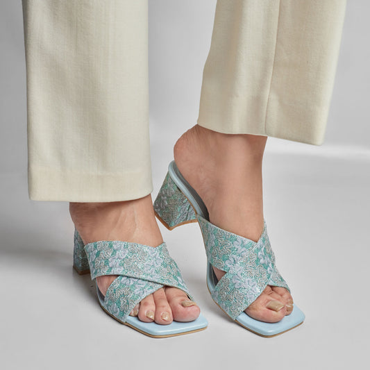 Gulbahaar Block Heel - Ferozi