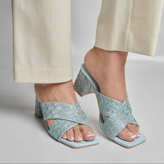 Gulbahaar Block Heel - Ferozi
