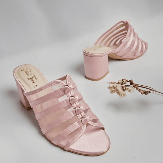 Knotted Net Heel - Nude Pink