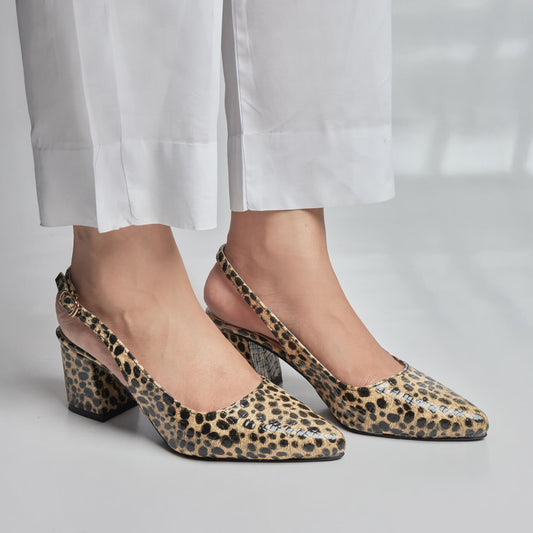 Sling Back Court Shoes - Beige