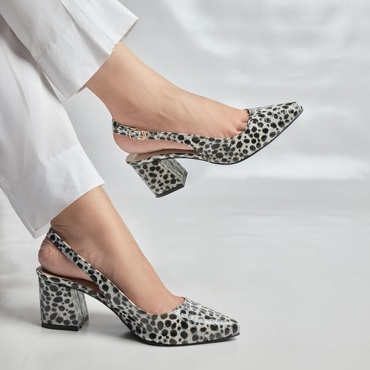 Sling Back Court Shoes - Grey