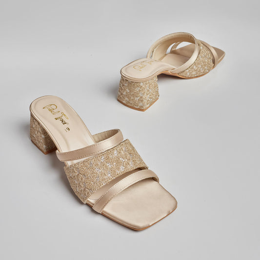 Nooriya Block Heels - Gold