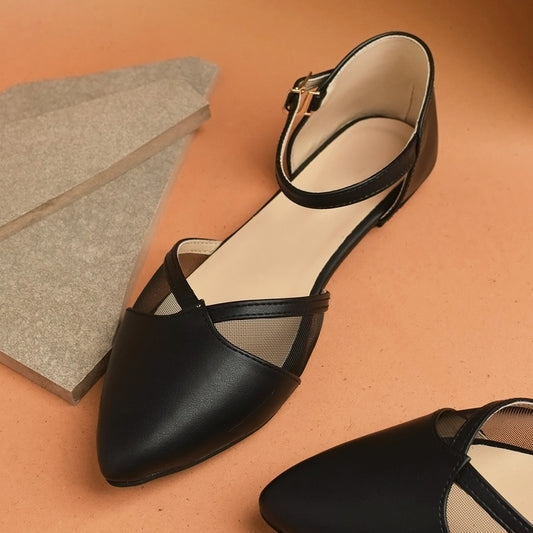 Pointed Net Sandal - Black