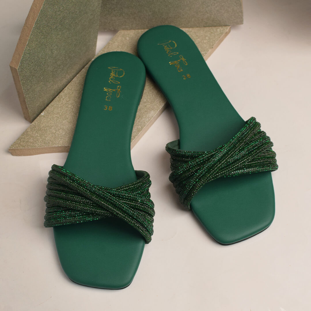 High Shine Slides Emarald Green