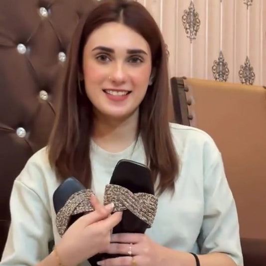 Rhinestone Twisted Slides - Black