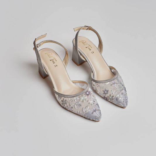 Sequence Flower Net Sandal - Grey