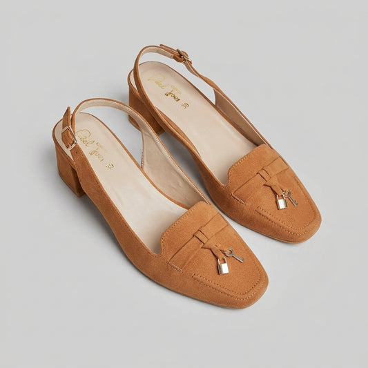 Squared Lock n Key Sling Back - Mustard