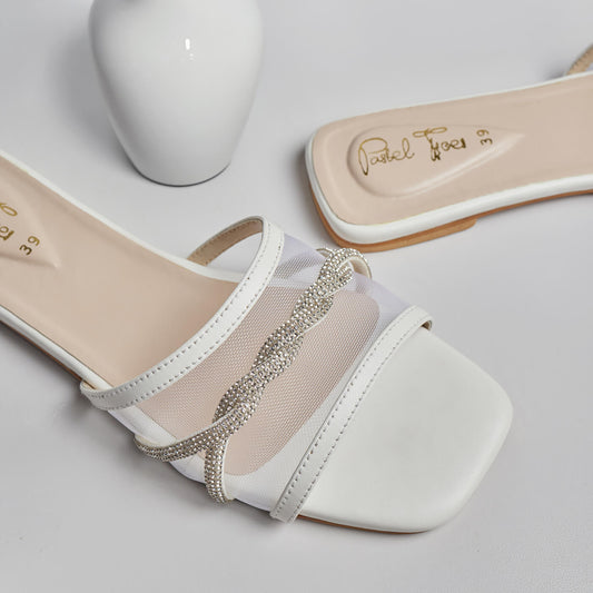 Twisted Net Slides - White
