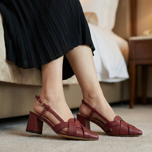Cross Plated Court Shoes - Maroon
