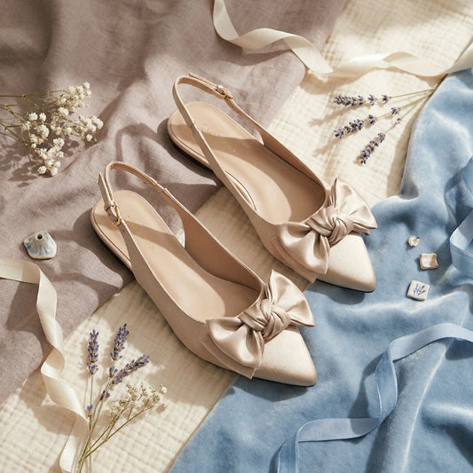 Satin Double Bow Pump - Gold