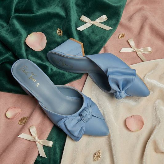 Double Bowknot Mule - Blue