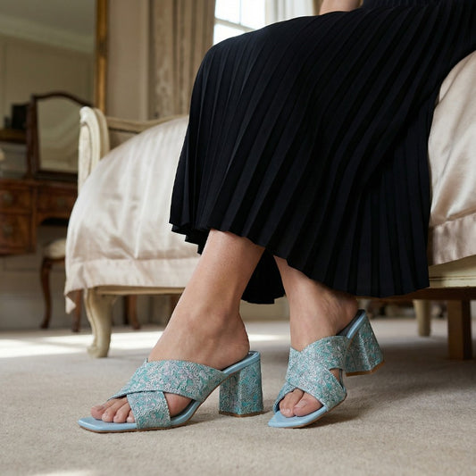 Gulbahaar Block Heel - Ferozi