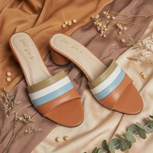 Multi Stripes Block Heel