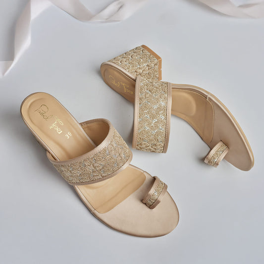 Zar Kolhapuri Heel - Gold