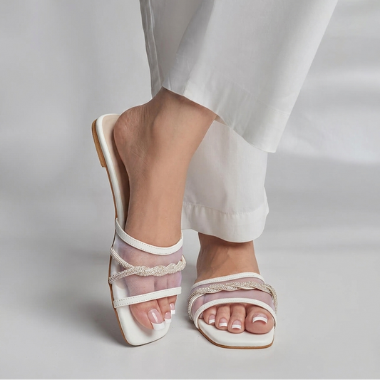Twisted Net Slides - White