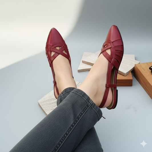 Latte Pointed Sandal - Maroon
