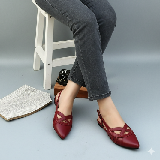 Latte Pointed Sandal - Maroon