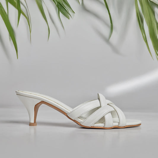 Ilina White Block Heels