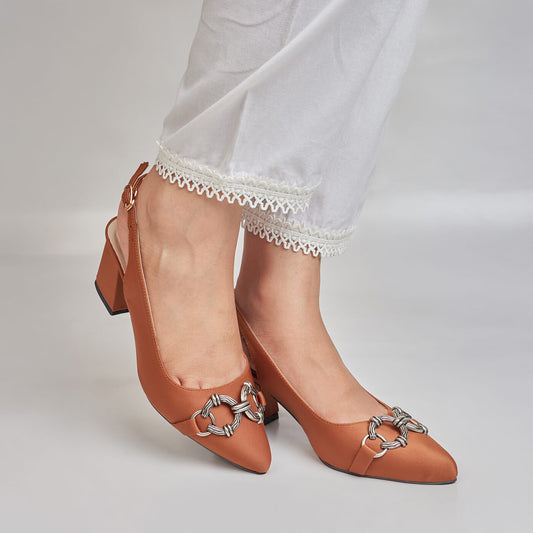 Antique Buckled Sling Back - Brown