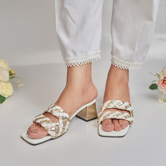Braided Gold Block Heel