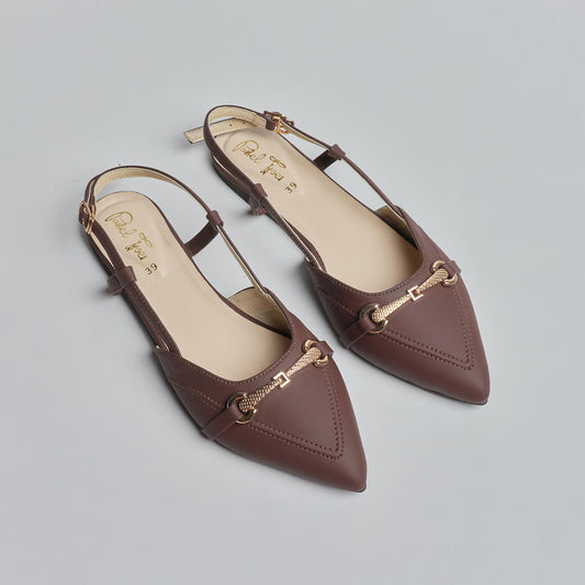 Pointed Buckled Mule - Choco Brown