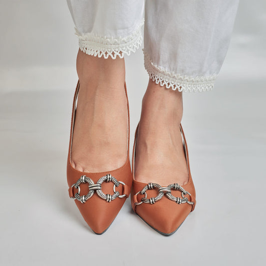 Antique Buckled Sling Back - Brown
