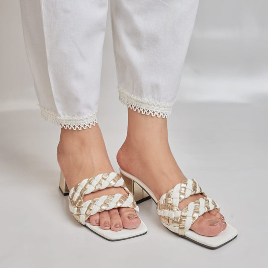 Braided Gold Block Heel