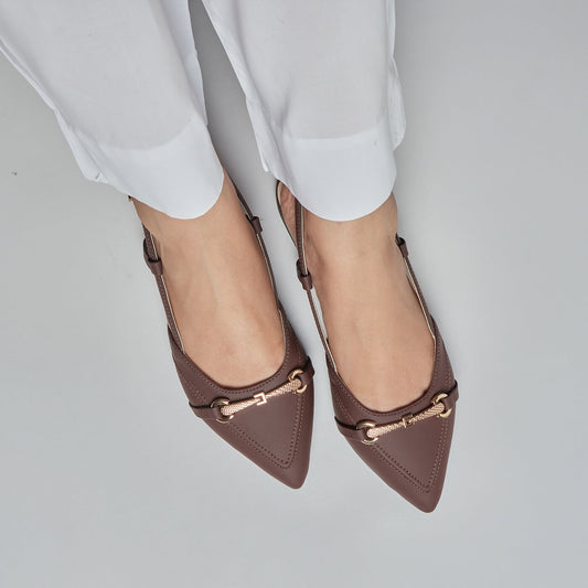 Pointed Buckled Mule - Choco Brown