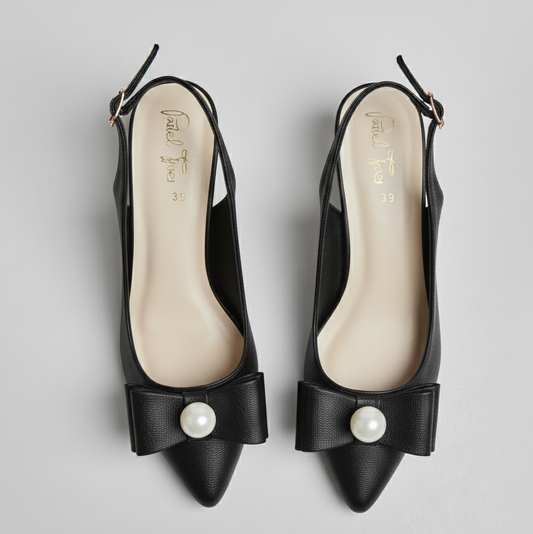 Akoya Pearl Sling Back - Black
