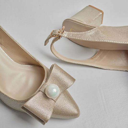 Akoya Pearl Sling Back - Gold