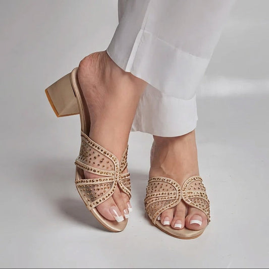 Aquazura Block Heel - Gold