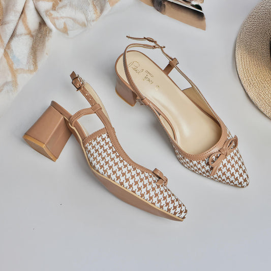 Check Mate Sling Back Heel - Brown