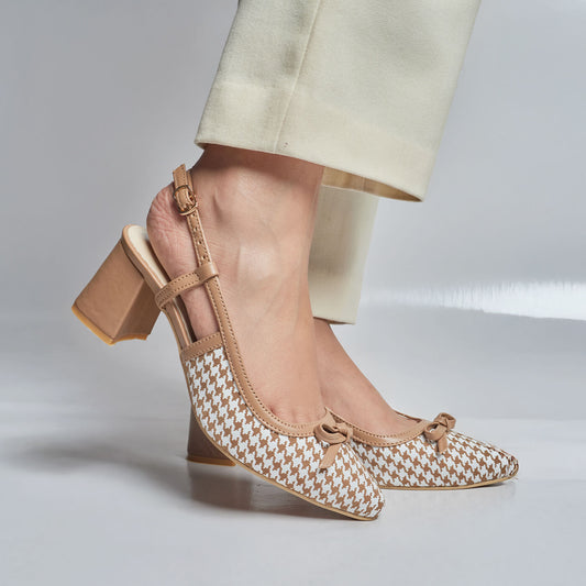 Check Mate Sling Back Heel - Brown